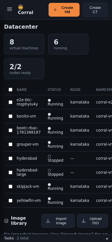 Corral web UI on mobile